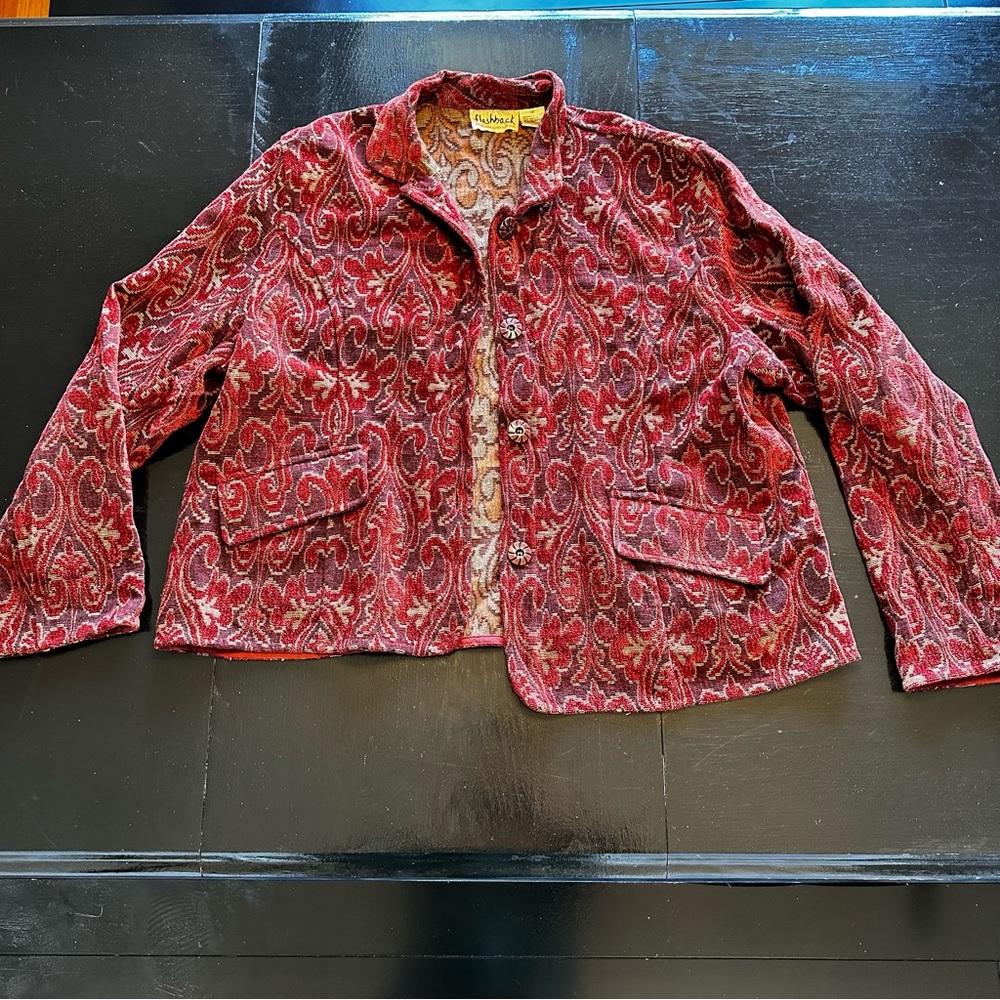 Retro Flashback 3X XXXL Red Couch Jacket 70s 80s Groovy Look Coat Unique Bold